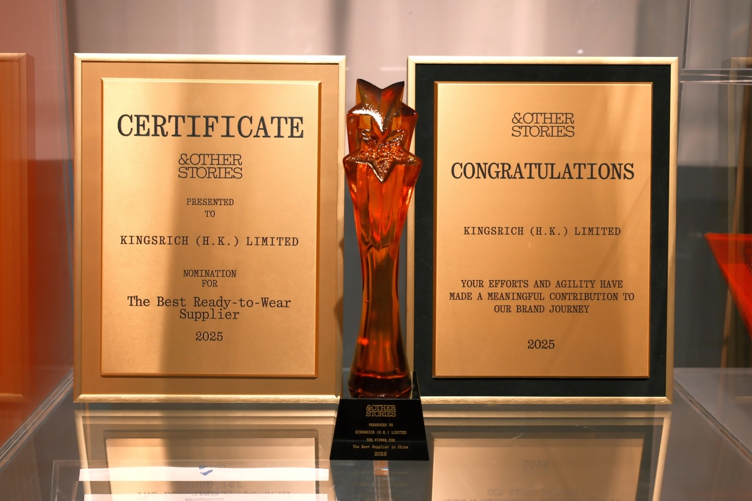 Kingsrich gana el premio al Mejor Proveedor en China gracias a la marca premium de H&amp;M y otras historias